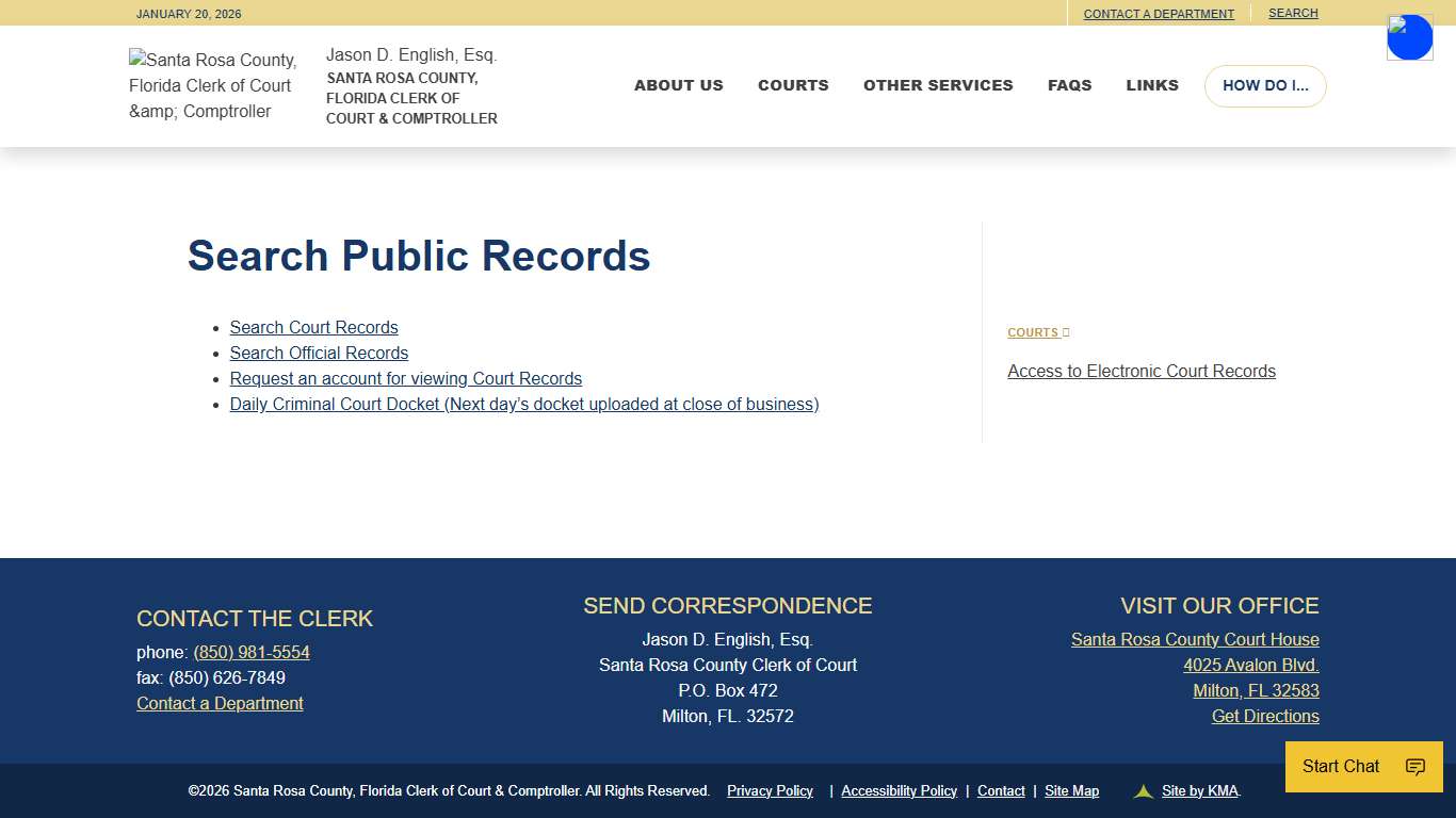 Jason D. English, Esq. | Santa Rosa County, FL Clerk of Court & Comptroller